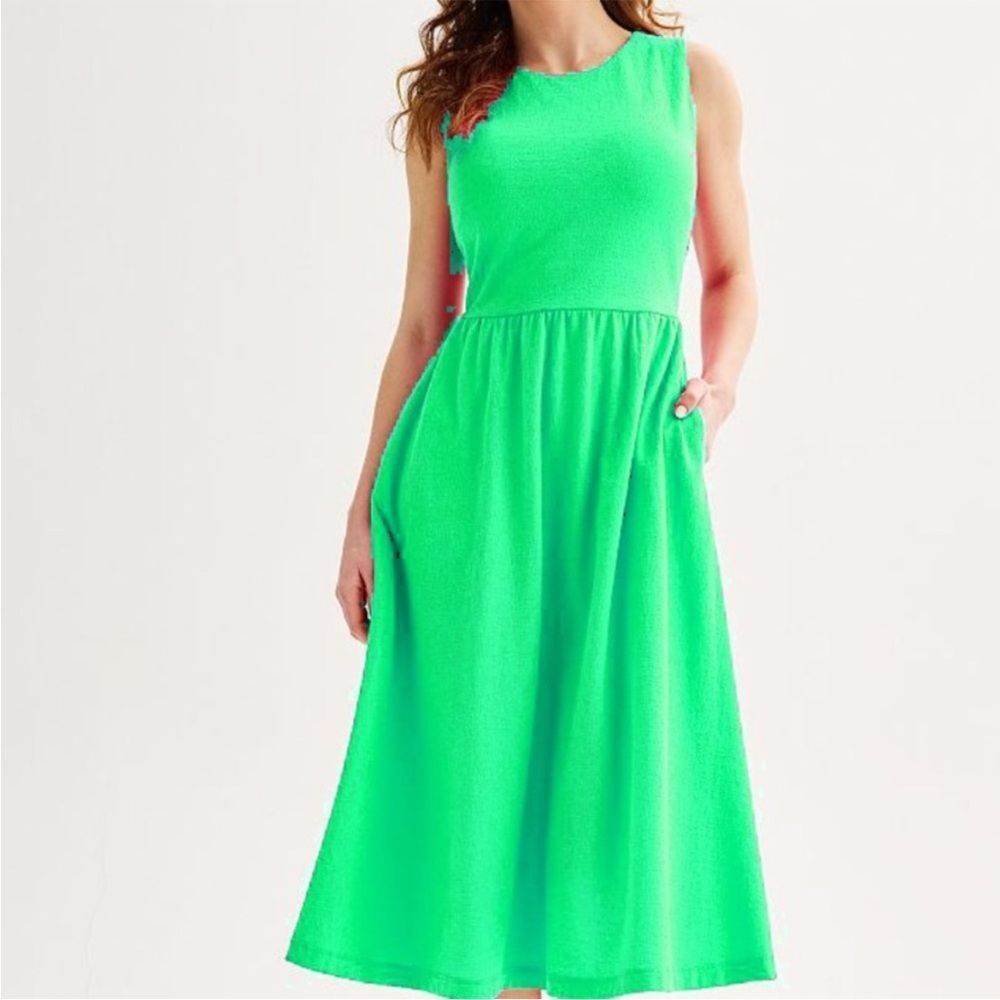 Draper James RSVP green sleeveless midi dress S